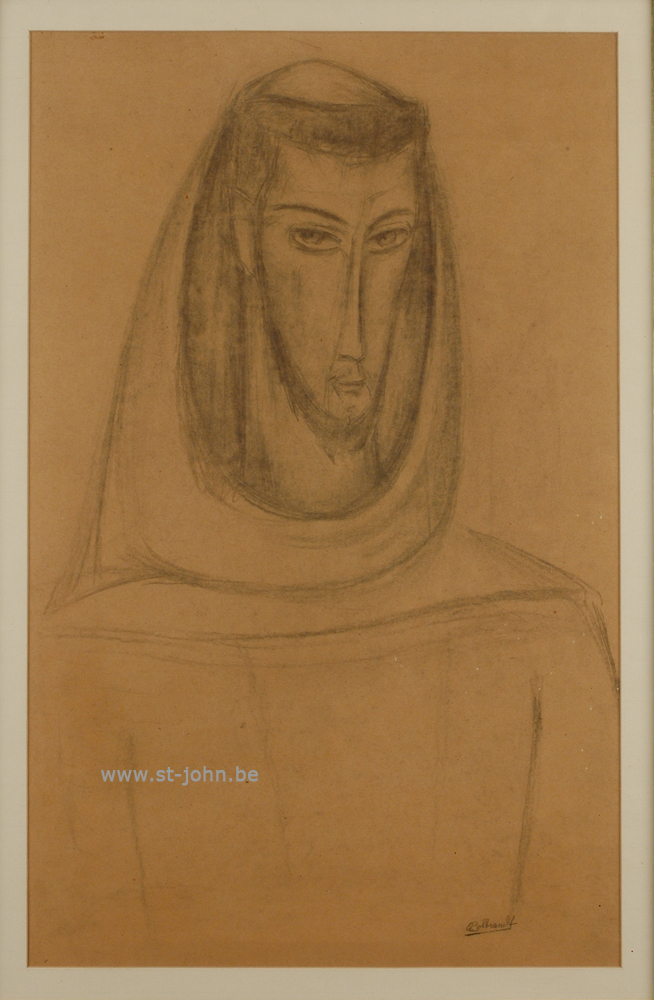 Oscar Colbrandt — <p>
	<strong>Oscar Colbrandt (1879-1959)</strong>, Head of St-Fransiscus, charcoal on paper, 59,5 x 37 cm, signed.</p>