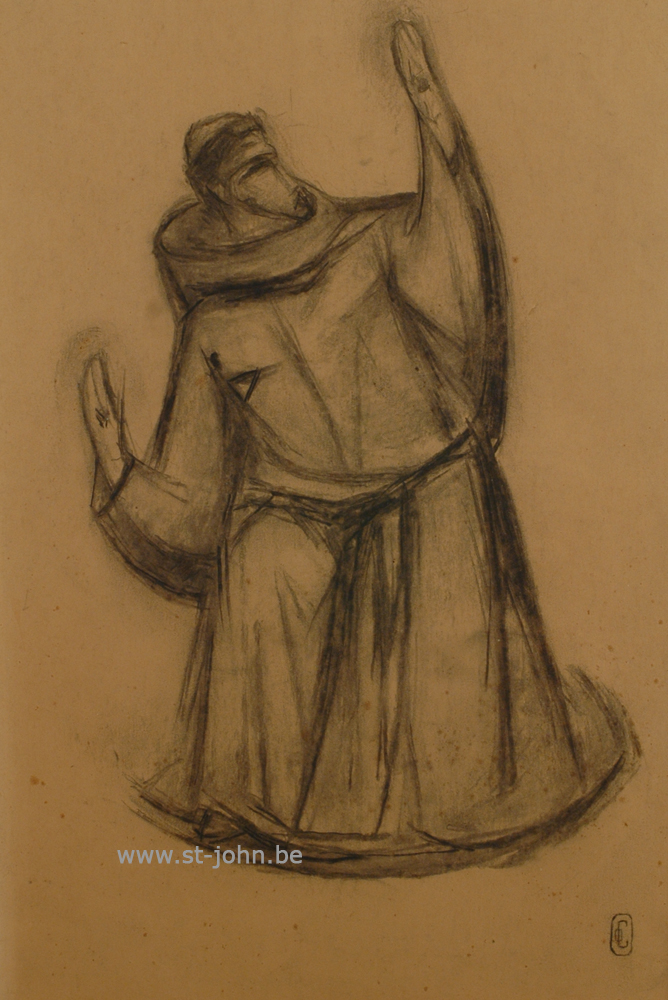 Oscar Colbrandt — <p>
	<strong>Oscar Colbrandt (1879-1959)</strong>, St-Fransiscus kneeling, charcoal on paper, 47 x 32 cm, signed.</p>