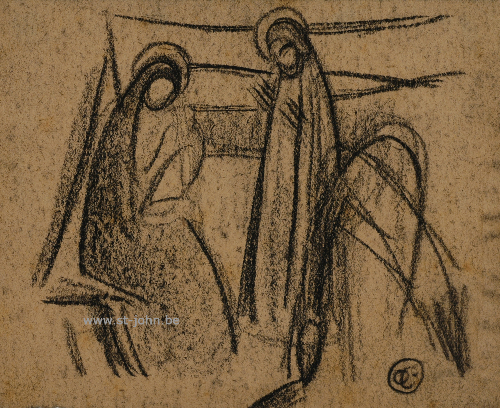 Oscar Colbrandt — <p>
	<strong>Oscar Colbrandt (1879-1959)</strong>, the Holy Family, charcoal on paper, 11 x 13,5 cm, signed with the monogram.</p>