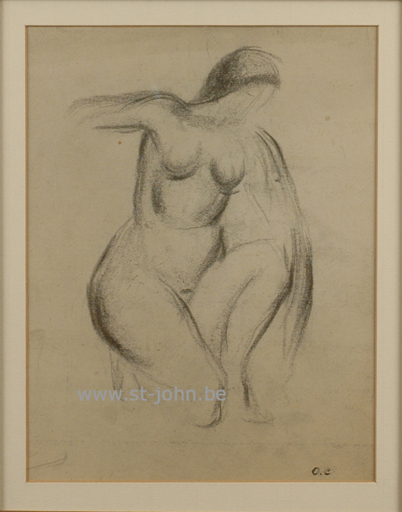 Oscar Colbrandt — <p>
	<strong>Oscar Colbrandt (1879-1959)</strong>, Nude kneeling, charcoal on paper, 26 x 20 cm, signed</p>