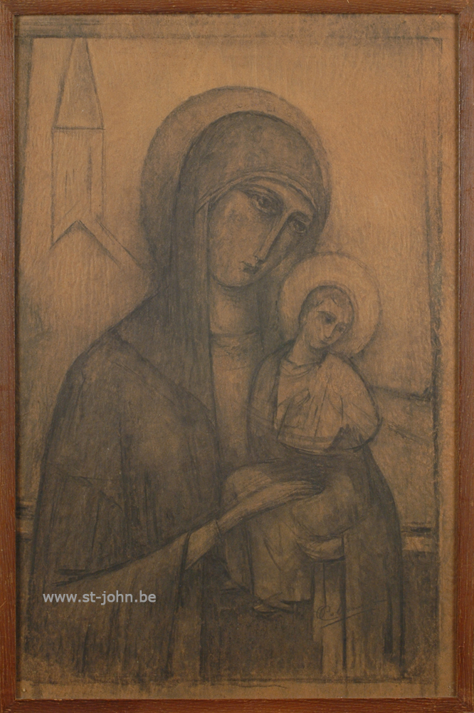 Oscar Colbrandt — <p>
	<strong>Oscar Colbrandt (1879-1959)</strong>, classical Madonna, charcoal on paper, 60 x 39 cm, signed.</p>