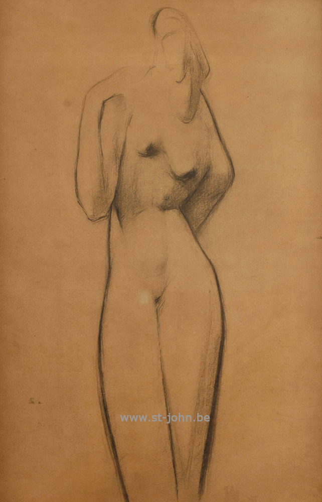 Oscar Colbrandt — <p>
	<strong>Oscar Colbrandt (1879-1959)</strong>, Standing nude, charcoal on paper, 56 x 37 cm.</p>