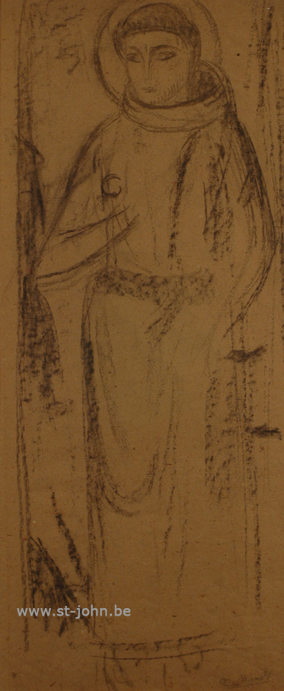 Oscar Colbrandt — <p>
	<strong>Oscar Colbrandt (1879-1959)</strong>, St-Francis of Assisi, charcoal on paper, 62 x 26 cm, signed.</p>