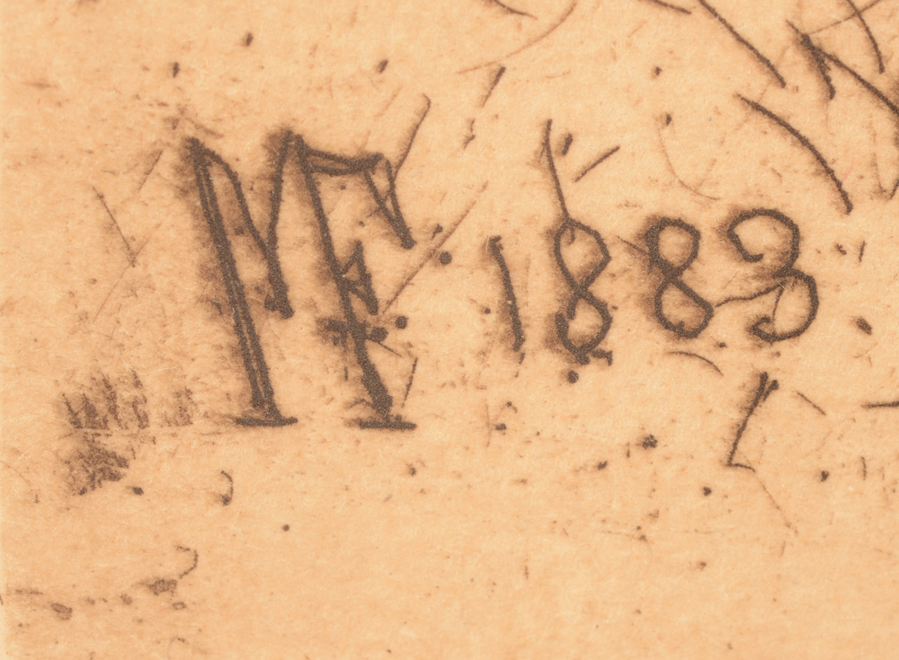 Maria van Hohenzollern-Sigmaringen — engraved monogram and date in the image, bottom left