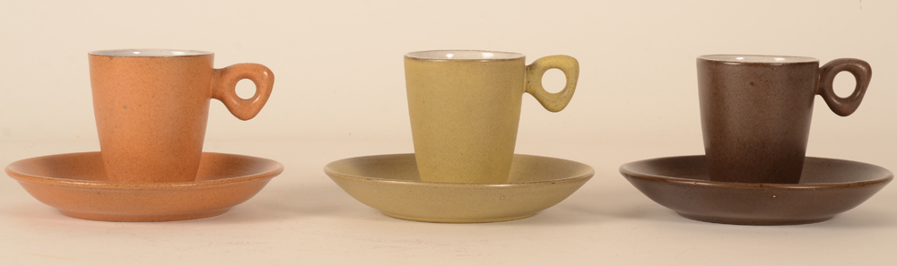 Cor Unum/Zweitse Landsheer — 3 vintage ceramic cups and saucers 1960-1964
