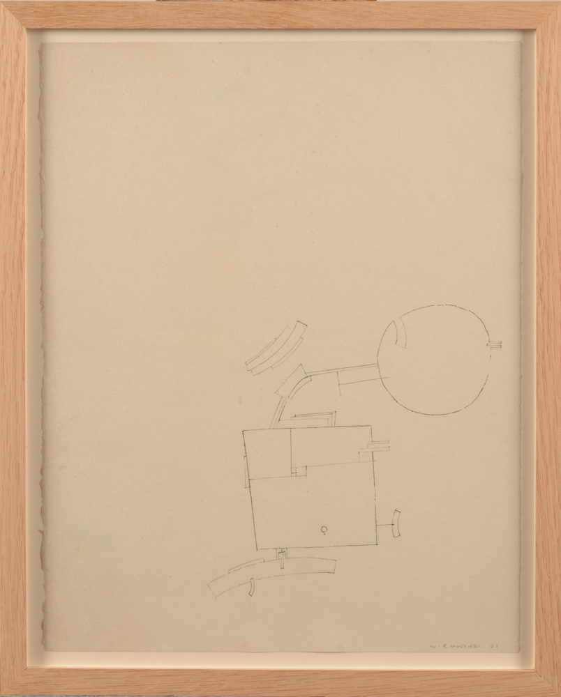 Werner Cuvelier — Dessin abstrait de 1961, signe et date