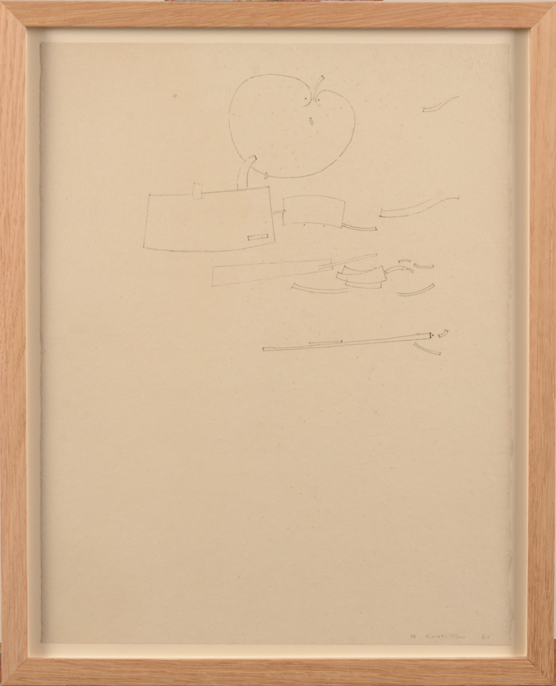 ??Werner Cuvelier  — dessin abstrait (avec pomme), 1961