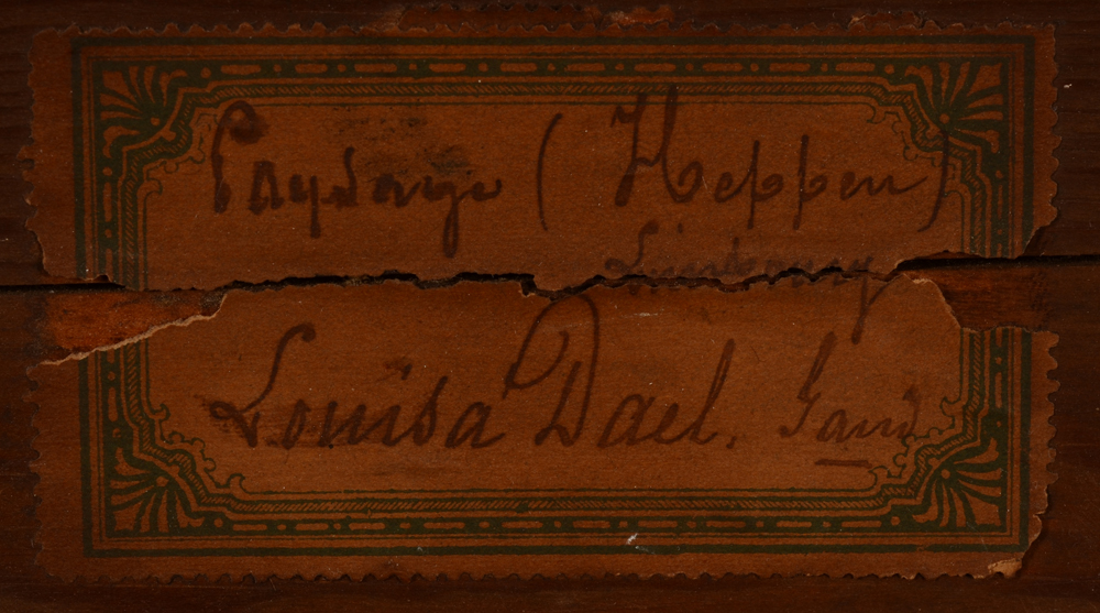 Louisa Dael — Detail of the original label on the stretcher