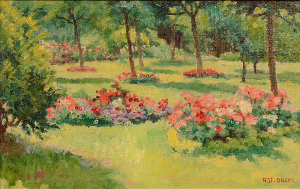 Antoine Daens Summer Garden — Huile sur toile marouflée sur panneau