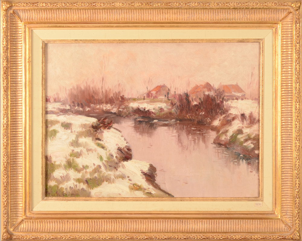 René De Baugnies Winter River — With frame