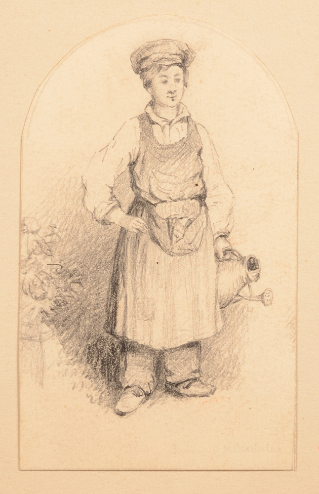 Ferdinand De Braekeleer — Dessin d'un jeune jardinier, attribué à Ferdinand De Braekeleer