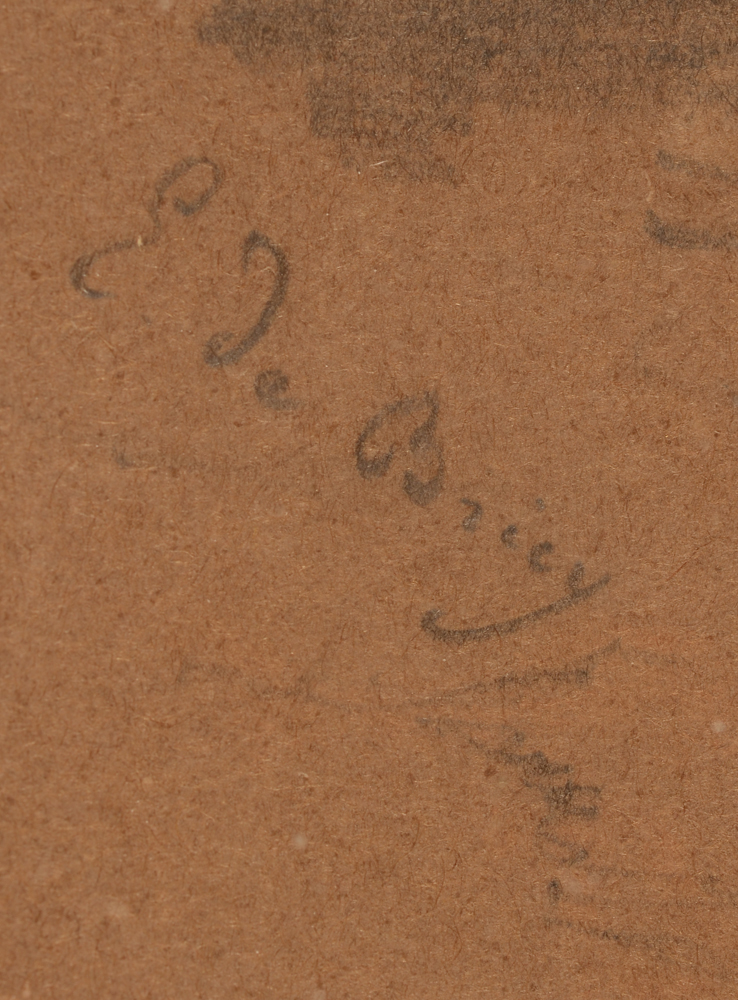 E. de Bricy (?) — The signature of the artist, to the left of one of the drawings