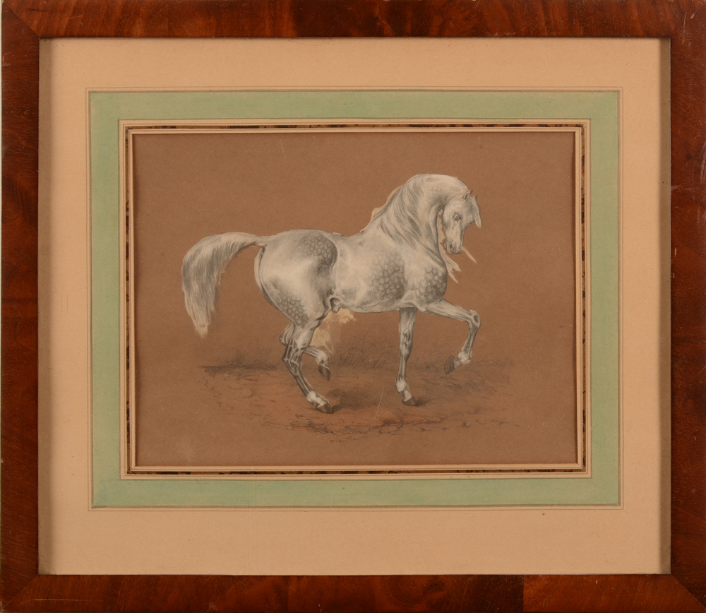 E. de Bricy (?) — the drawing in its mahogany frame
