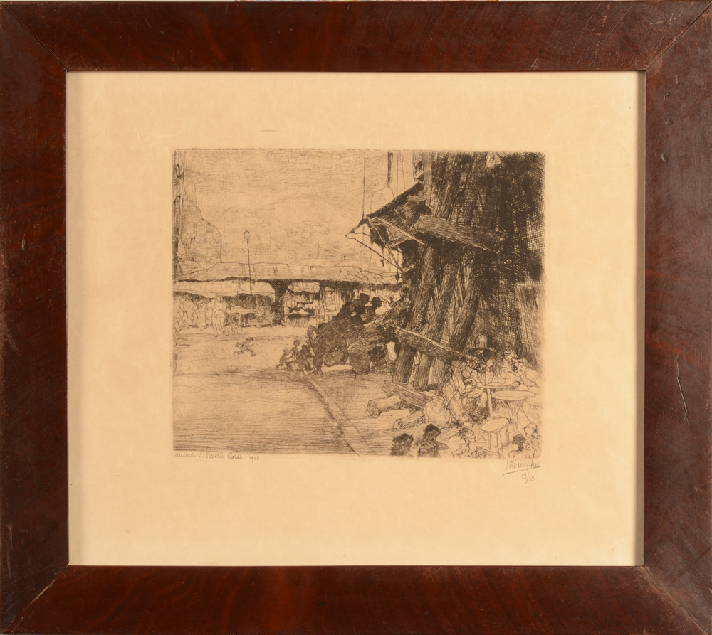 Jules De Bruycker St Severin Paris — Framed in a basic mahogany frame