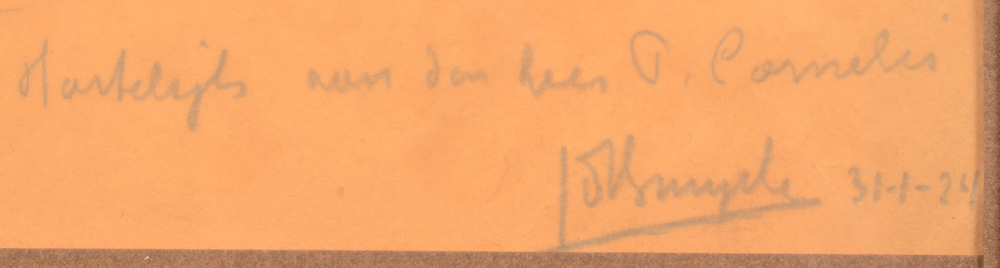 Jules De Bruycker — Signature of the artist in pencil, date 31/01/1924 and dedication bottom right on the recto side&nbsp;