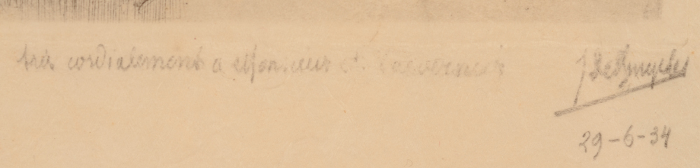 Jules De Bruycker — Signature, date and dedication in pencil by the artist, bottom right