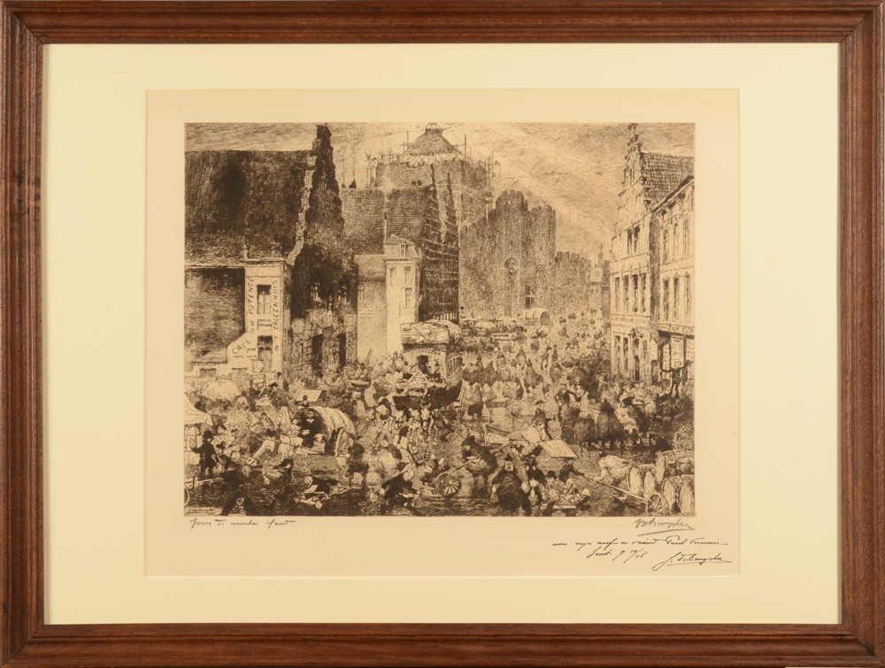 Jules De Bruycker — The etching in its oak frame