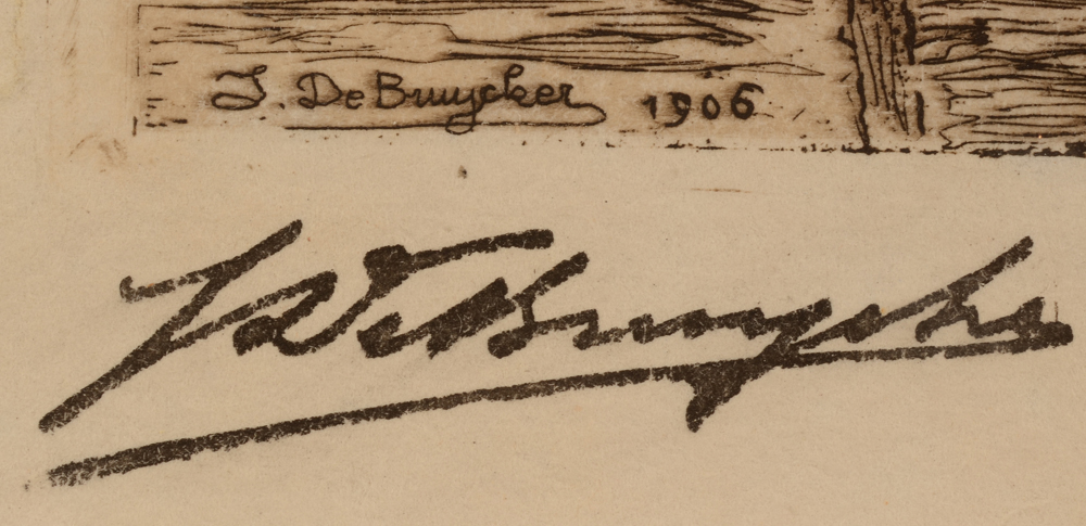 De Bruycker Jules — Early signature in ink, bottom left