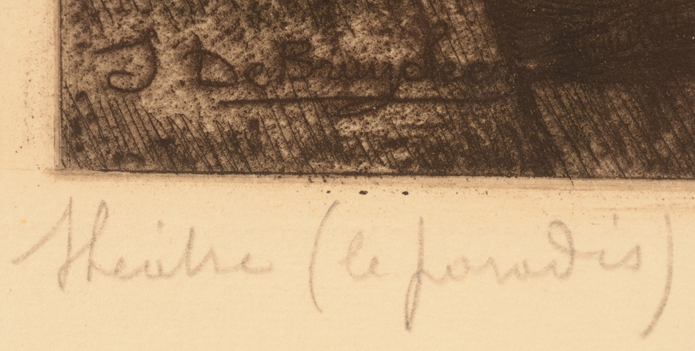 Jules De Bruycker — Title of the etching in pencil, bottom left