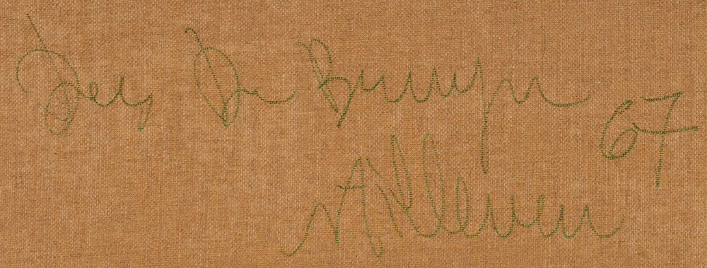 Dees De Bruyne — Signature, title and date at the back of the canvas