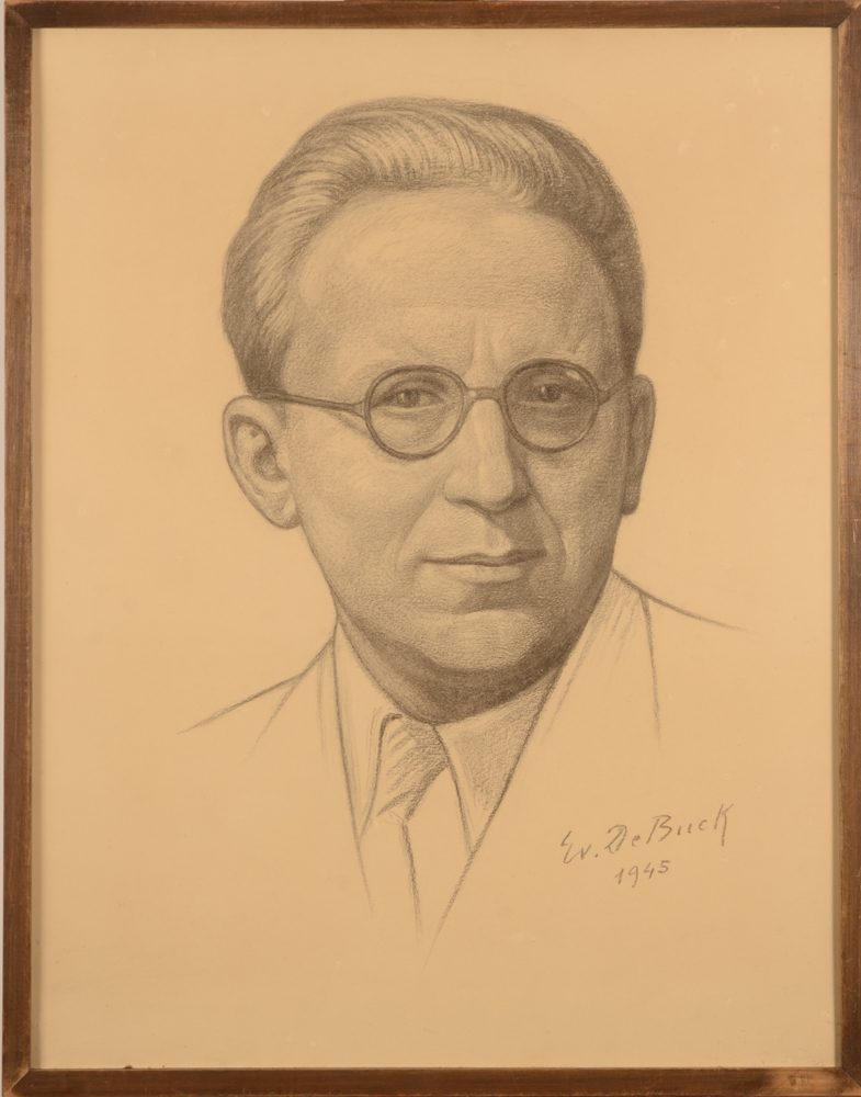 Evariste De Buck — Portrait d'un homme cultivé, dessin sur papier, signé et daté