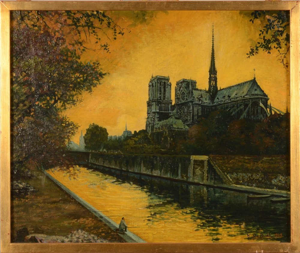 Henri De Budt — Vue de la Notre Dame de Paris, 1949. huile sur toile signe