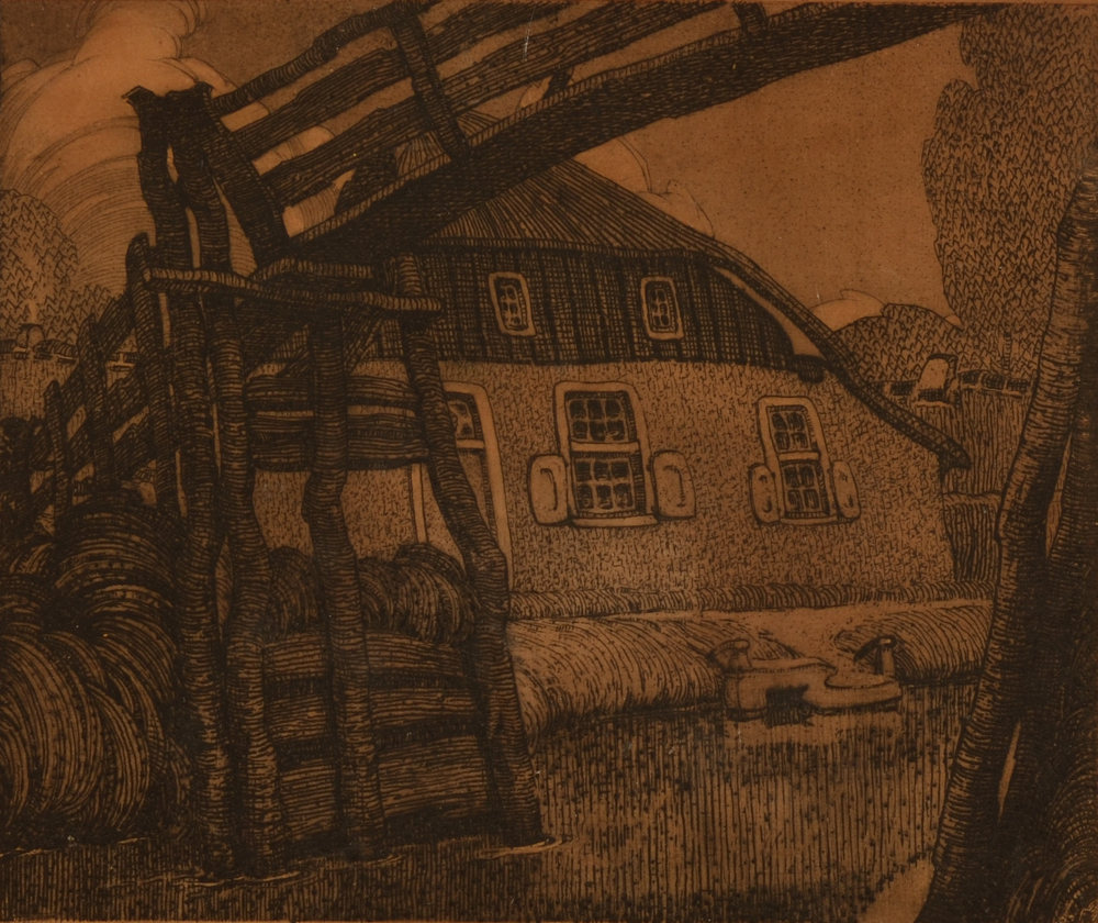 Victor De Budt — Le pont à Giethoorn (Hollande), lithographie, signée et datée
