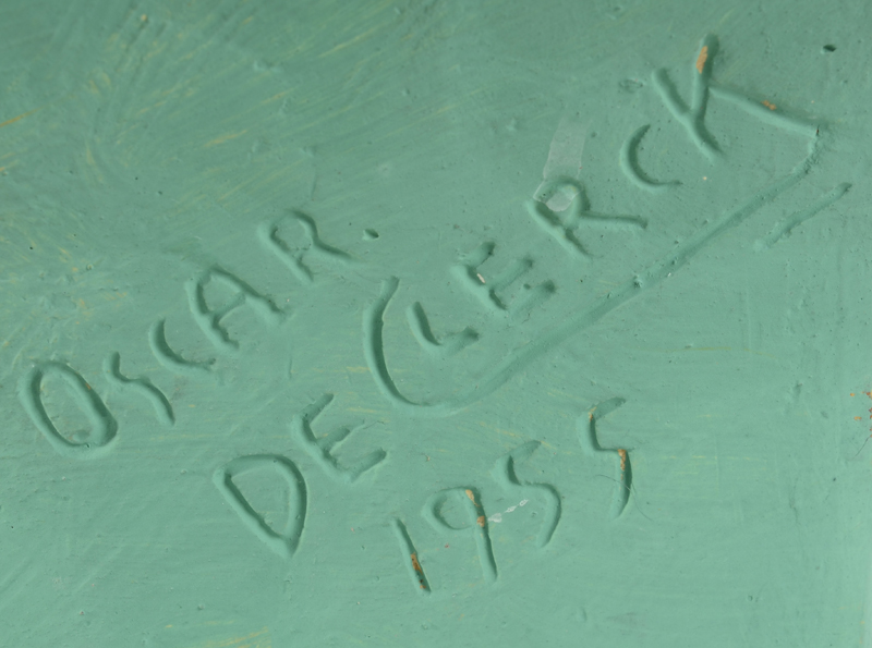 Oscar De Clerck — Siganture and date on the side of the bust
