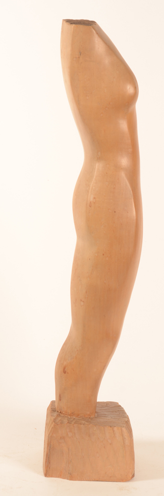 Bert de Clerck  wooden sculpture of a standing torso — Right side view