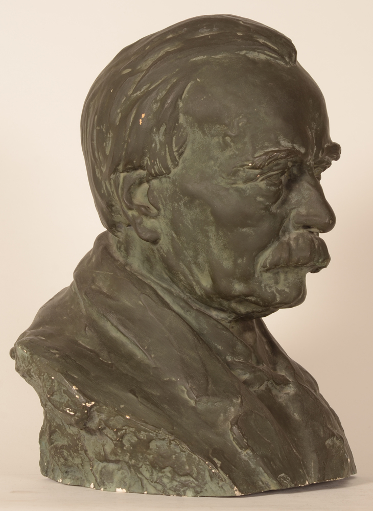 Carl De Cock — Profile to the right of the patinated plaster cast
