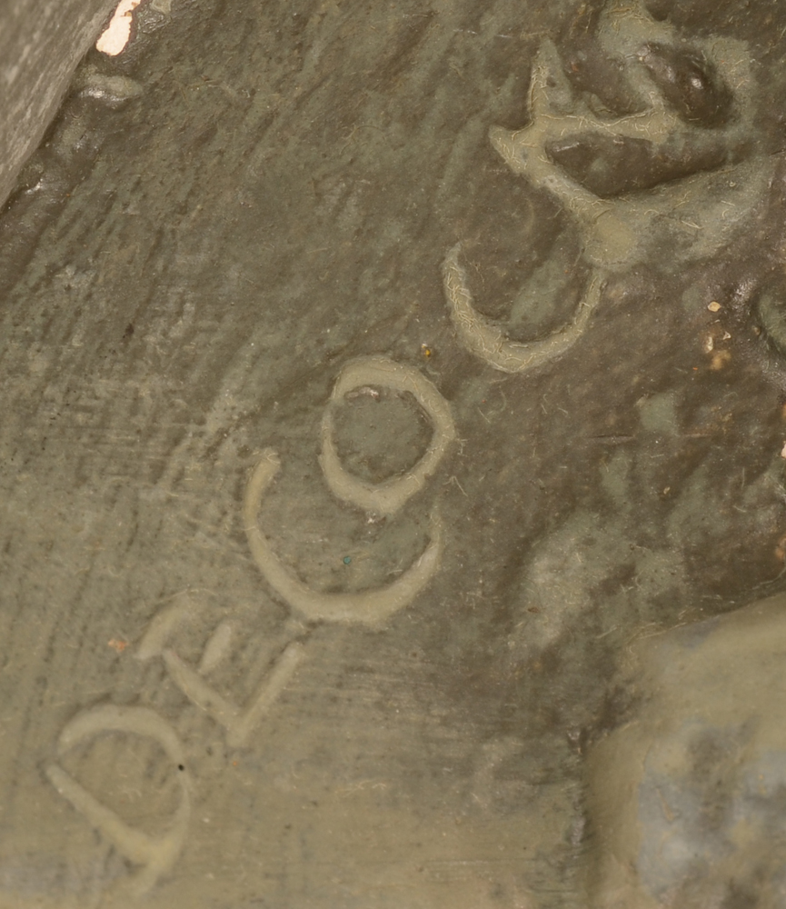 Carl De Cock — Signature of the artist on the side of the sculpture