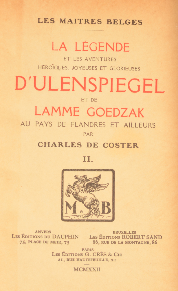 Charles De Coster Ulenspiegel illustrated by Jules De Bruycker — Bound cover of the second volume