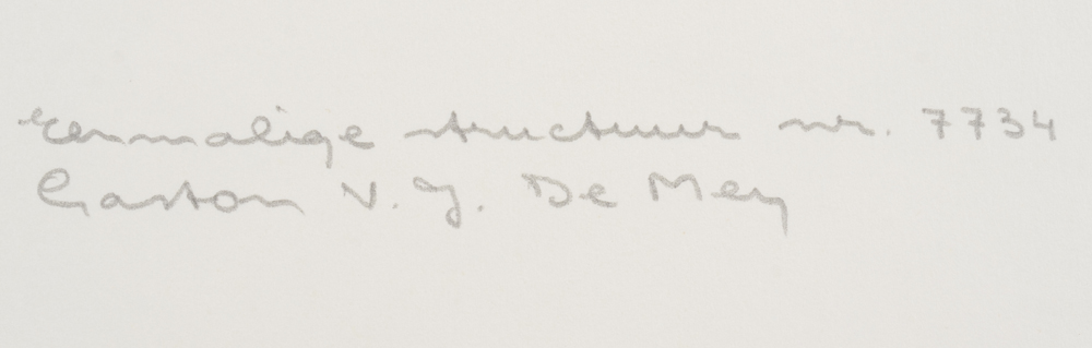 Gaston De Mey — title of the work and signature of teh artist at the back