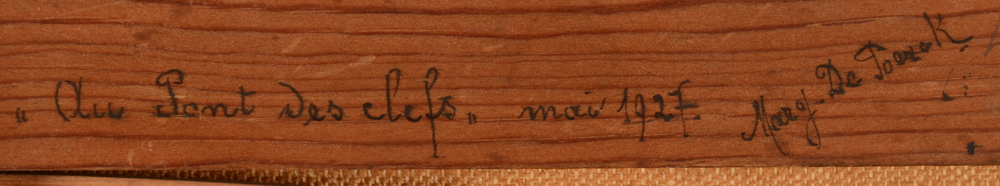Marguerite De Poerck — title, date and signature of the artist at the back of the strecher