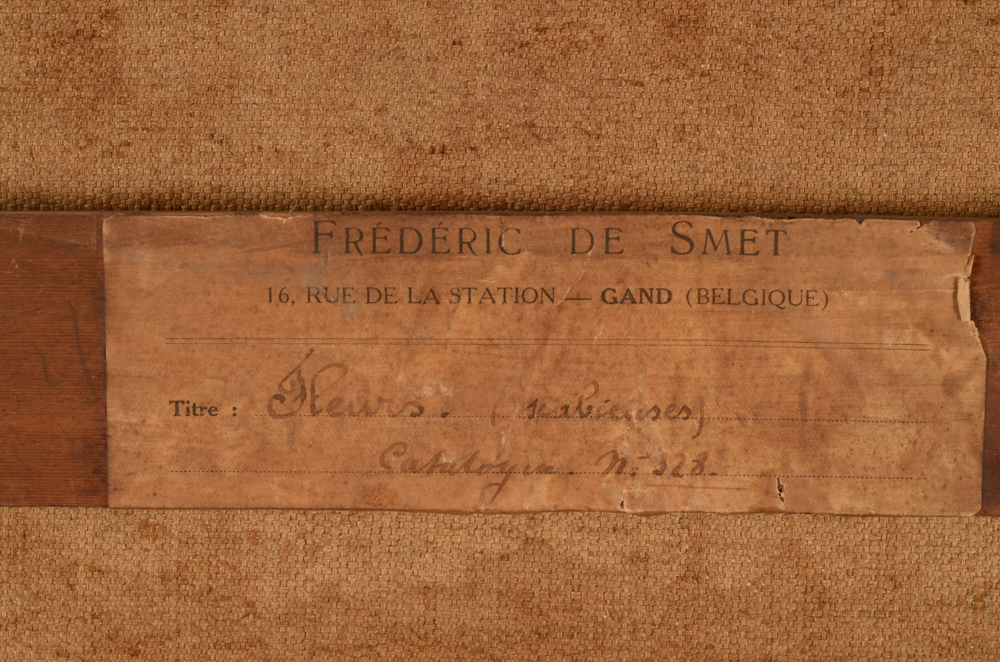 Frédéric De Smet — Original label at the back of the strecher