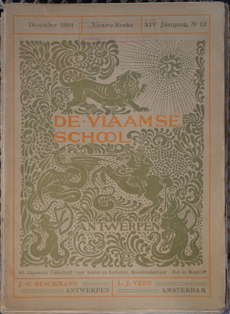 De Vlaamse School Magazine 1901 — Année complète des 12 numéros en onze fascicules, couverture de Charles Doudelet