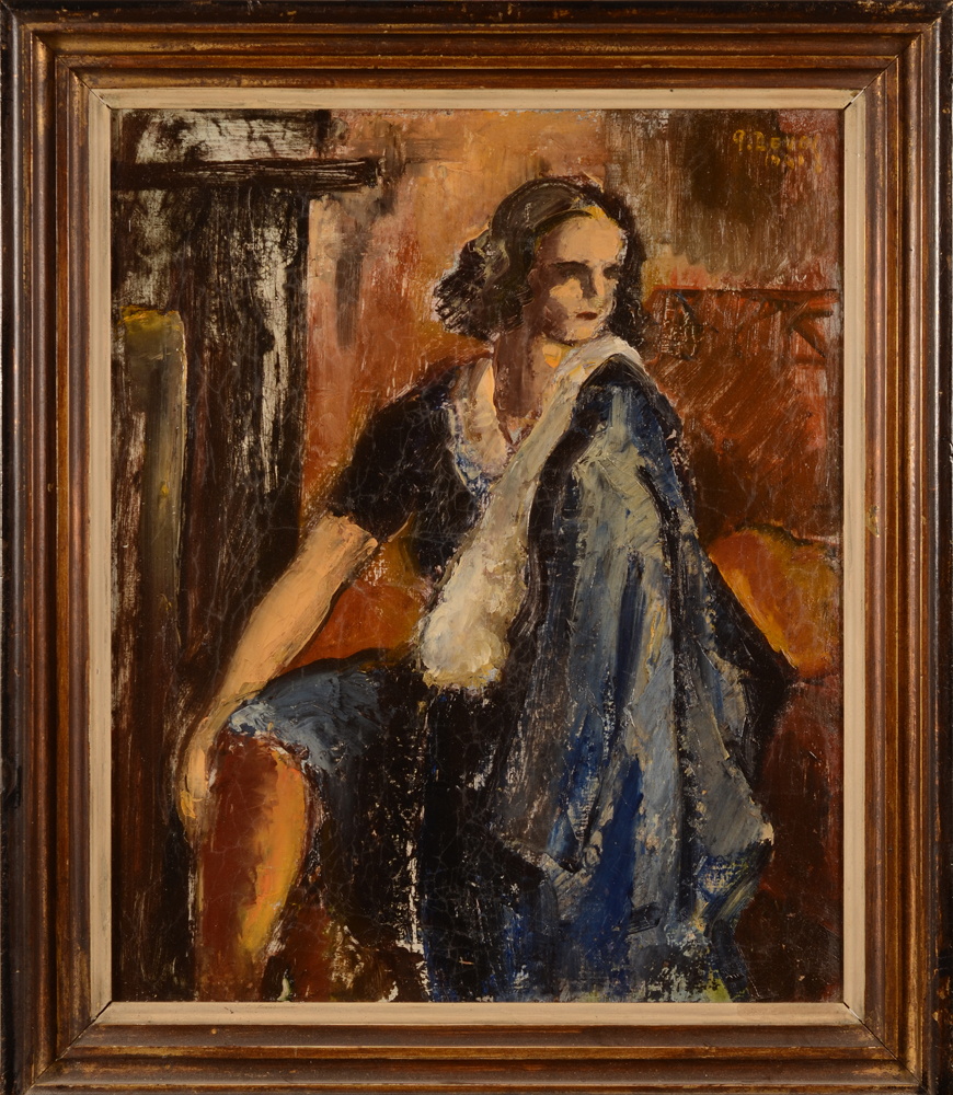 Pierre De Vos — Vrouw in een interieur, een vroeg werk van de kunstenaar in de stijl van Othon Friesz