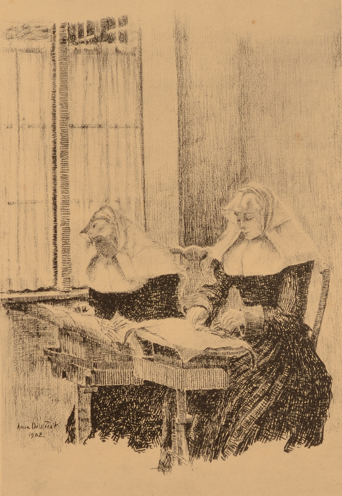 Anna de Weert  — Le travail de dentelles, photo-lithographie de 1902.