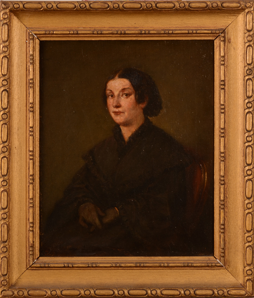 Lieven De Winne — rare étude, portrait d'une femme assise, huile sur toile monogrammée en bas à gauche
