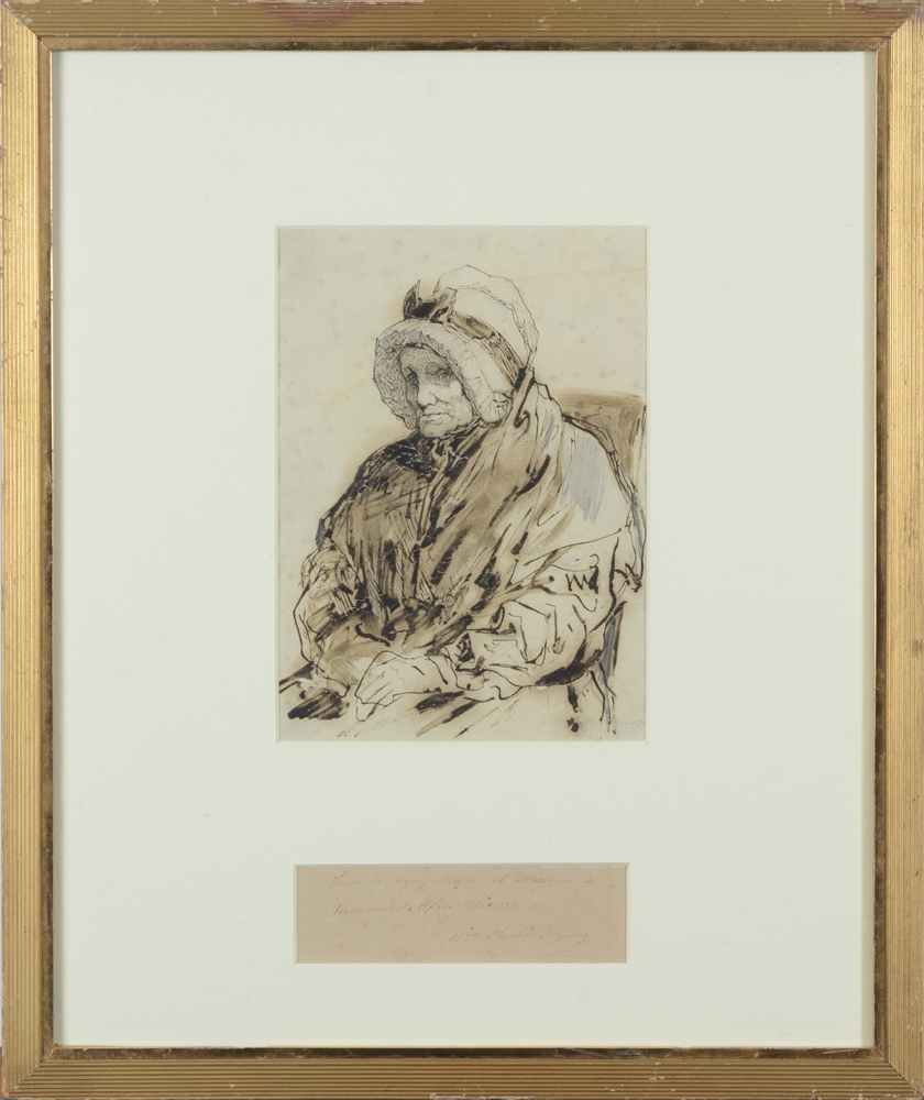 Charles Degroux — The drawing in its frame