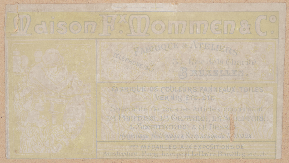 Charles Degroux — Preserved art nouveau label at the back of Mommen, Brussels