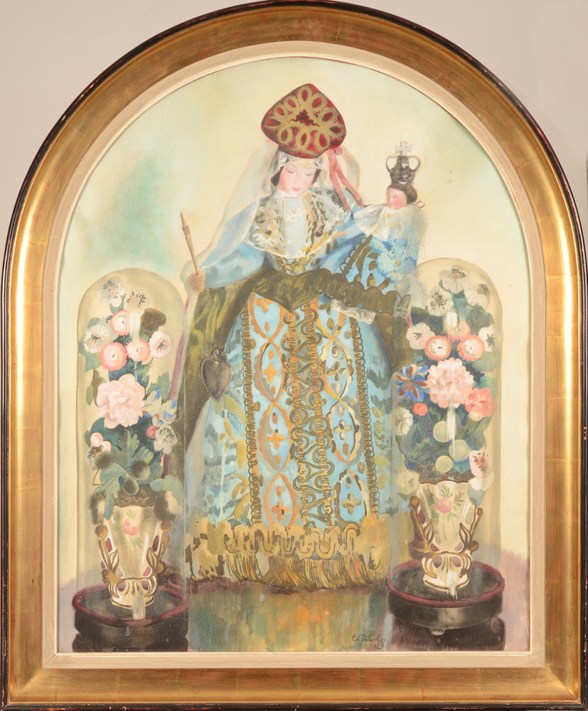 Edmond Delescluze — La Vierge Marie, aquarelle sur papier, signe et date 1941