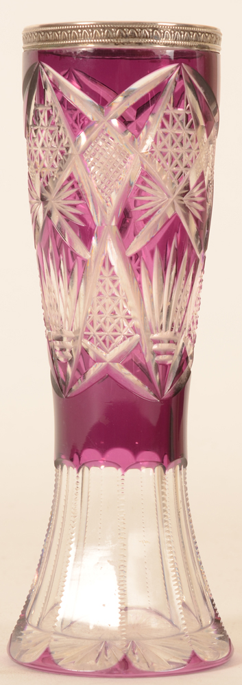 Delheid Frères — Vase en cristal taillé Val Saint-Lambert, avec monture en argent de Delheid