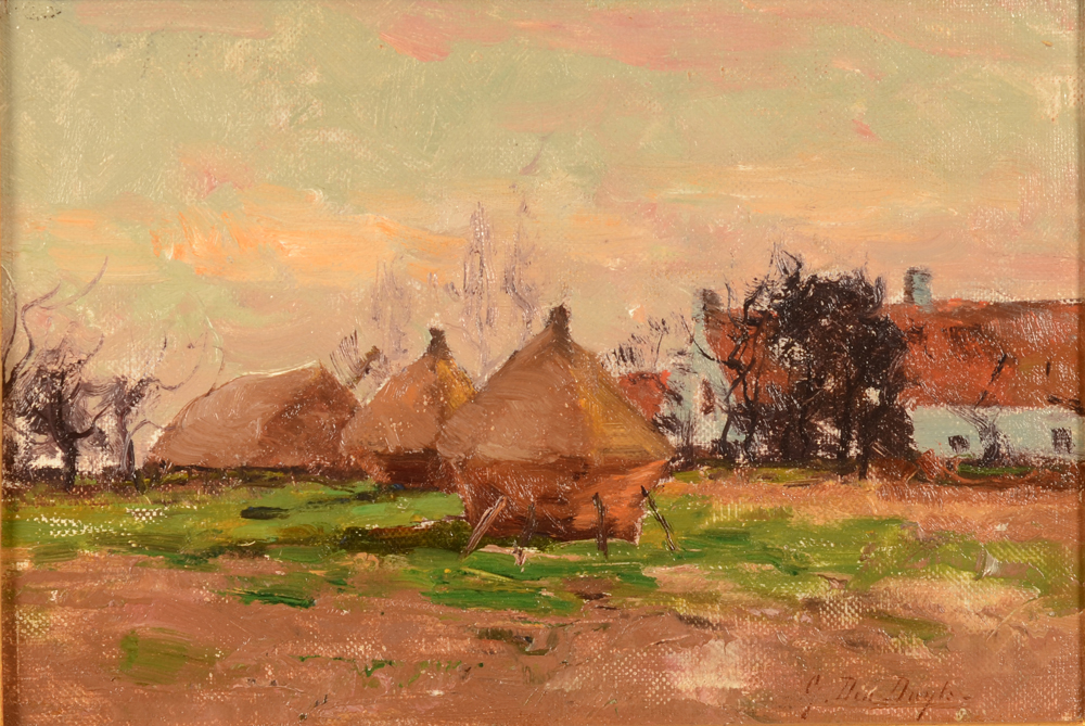 Gustave Den Duyts — Paysage flamand, impressioniste, probablement peint dans les années 1880, signé