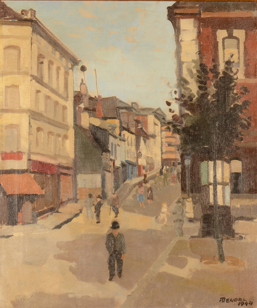 André Dendal Brussels 1944 — vue de Bruxelles, huile sur toile
