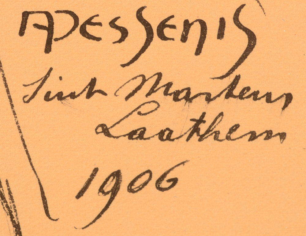 Alfons Dessenis — Signature of the artist, localisation and date in ink, bottom right