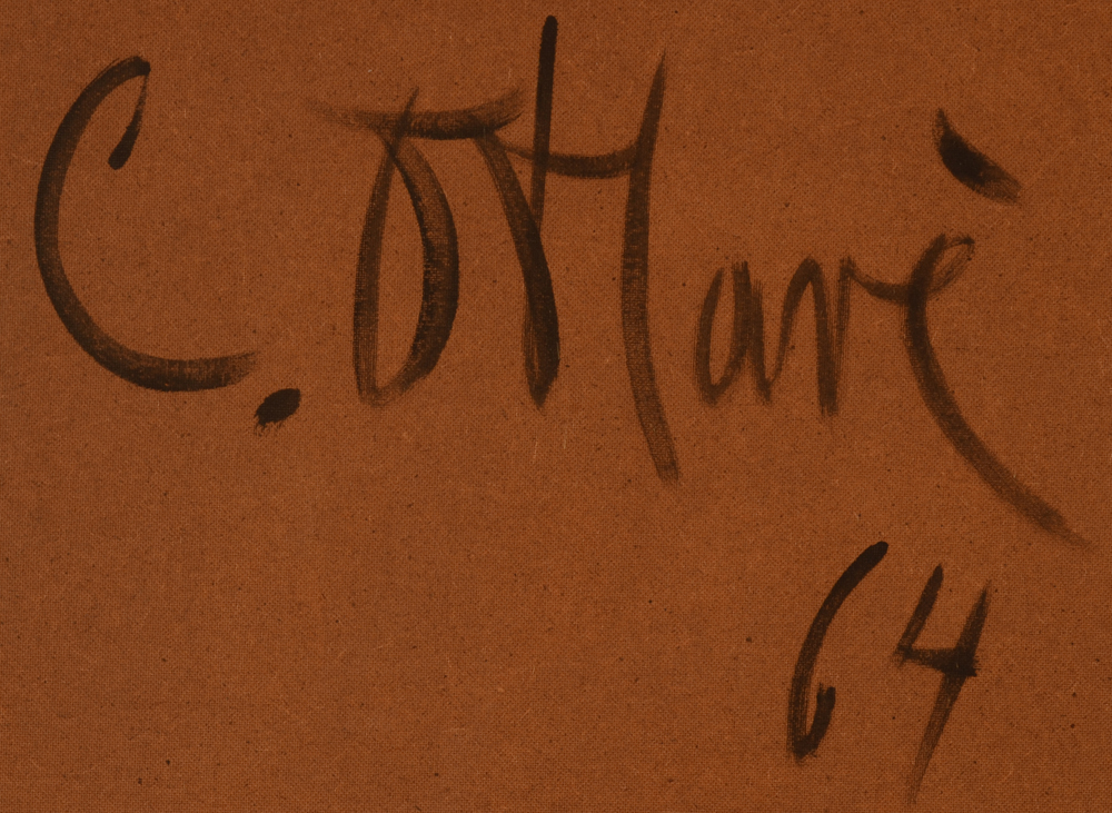 Camille D'Havé — Signature of the artist and date at the back of the work