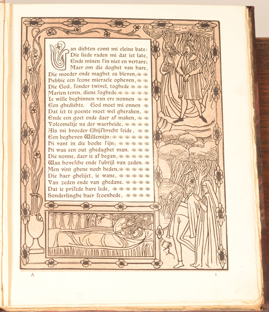 Charles Doudelet — a sampleof the inside of the book, wich features some large reoccurring woodcuts with inset texts