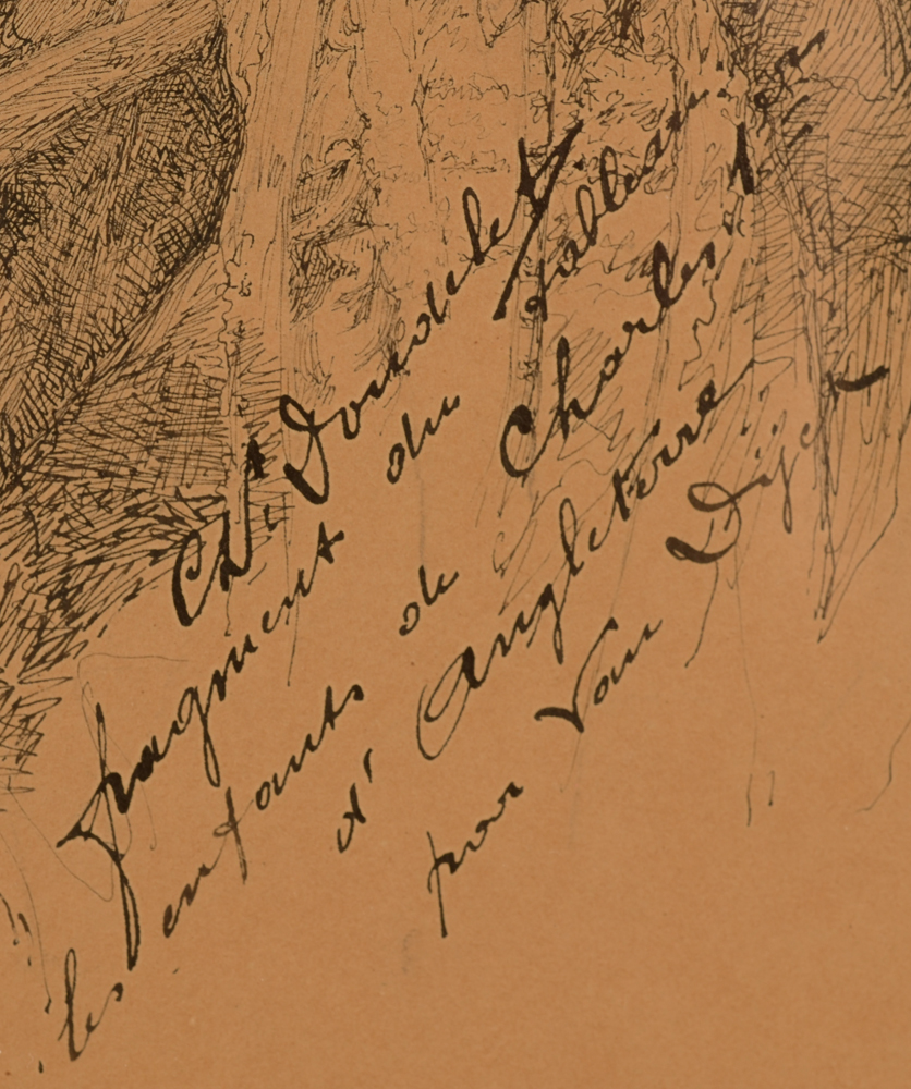 Charles Doudelet — Signature of the artist and description of the drawing, bottom right