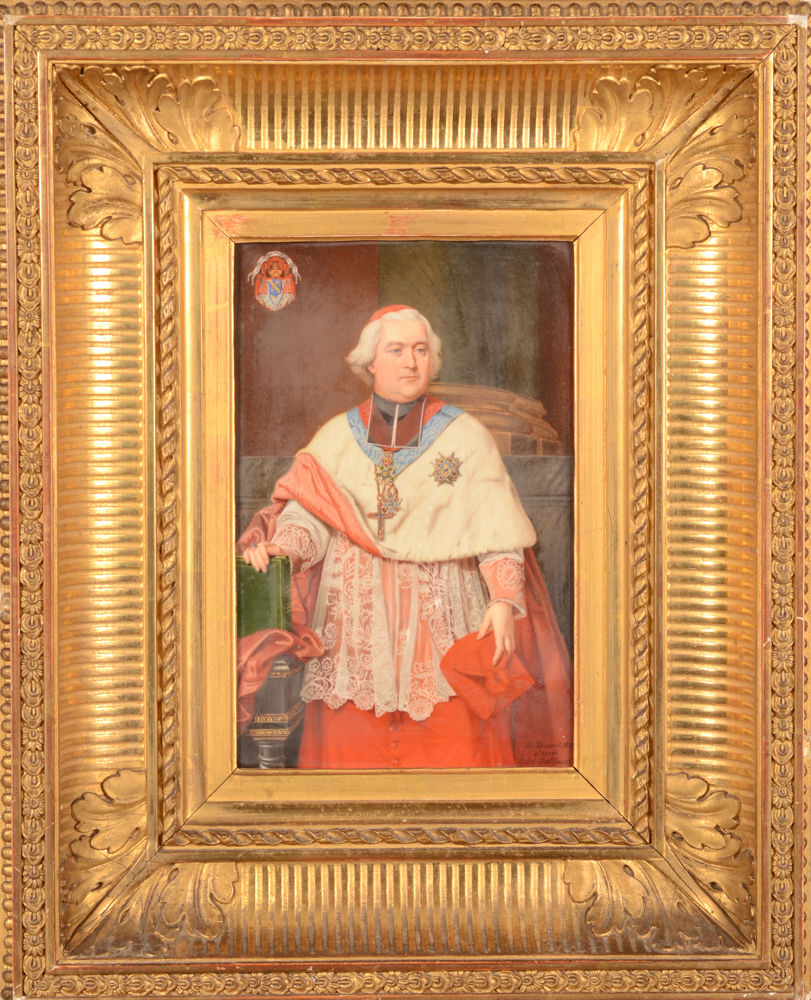 Marie Gallois-Durant — Portrait peint sur porcelaine, du cardinal Donnet, archevèque de Bordeaux, signe et date 1856